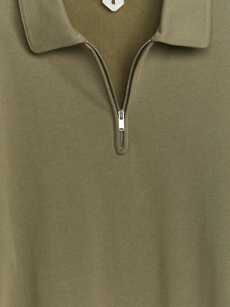 Half-Zip Polo Shirt - Khaki Green - Regular fit - Men - 1227113003