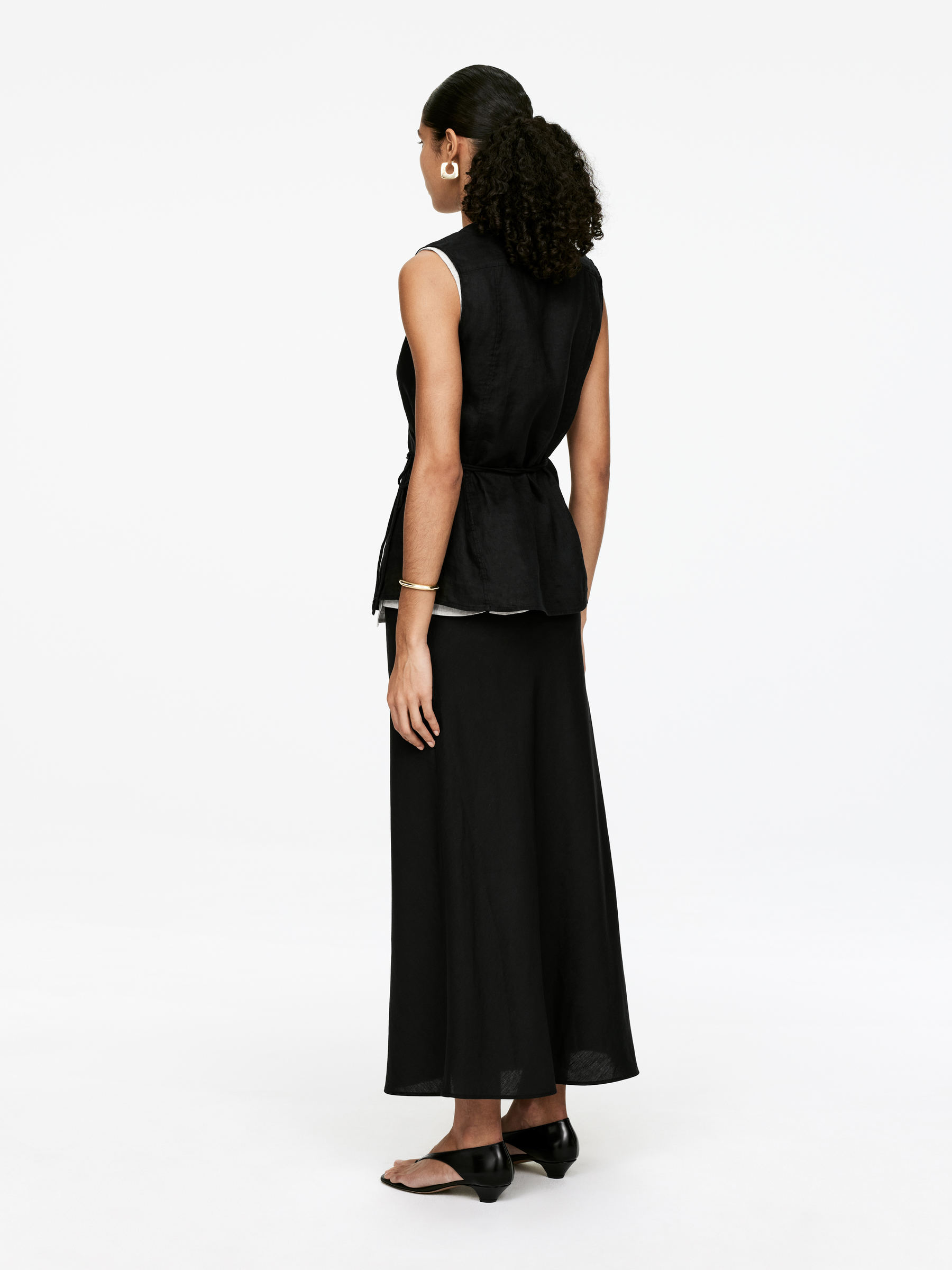 Linen Wrap Top - Black - Regular fit - Women - StillMedia/Lookbook - 5
