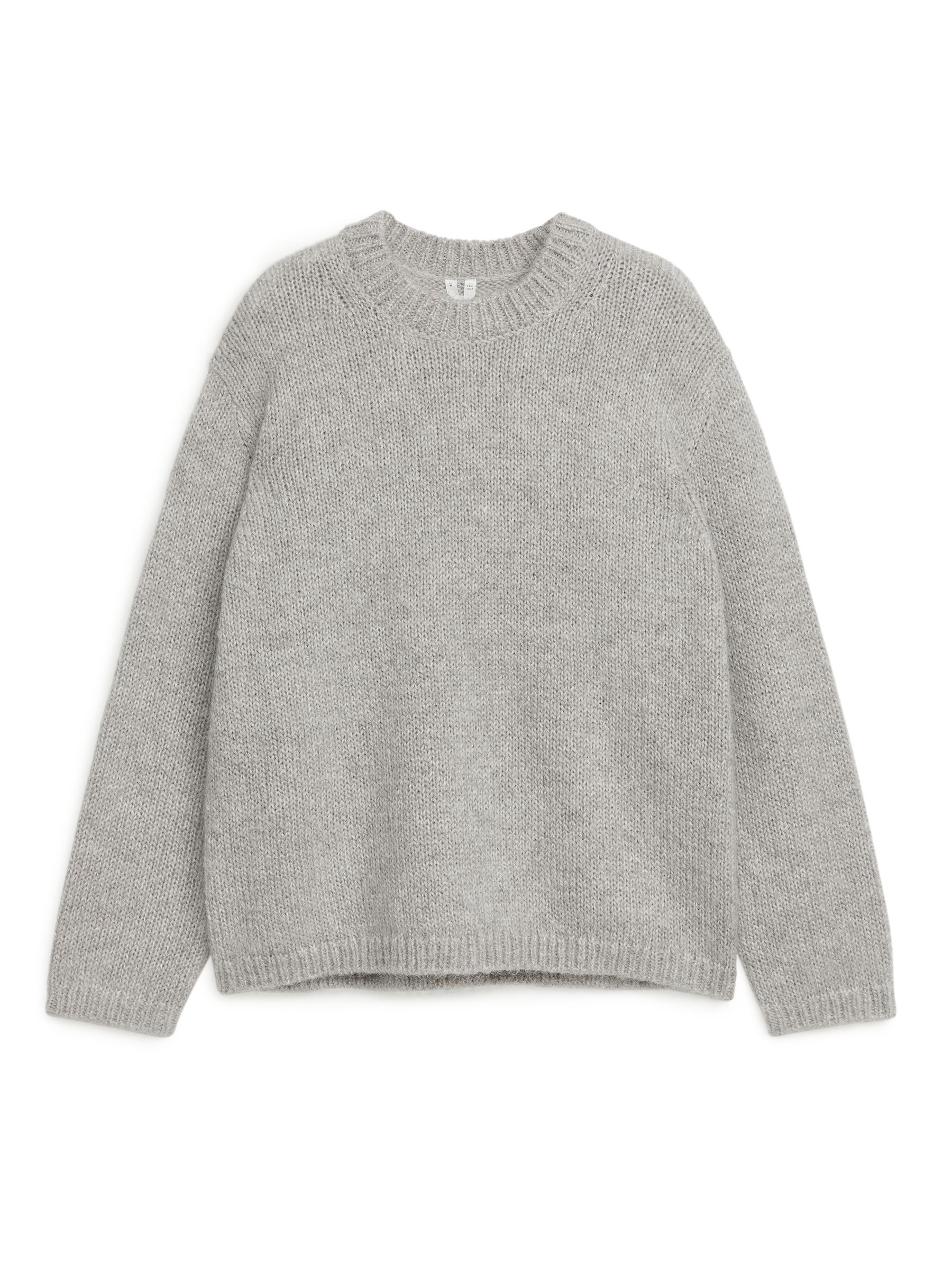 Knitted Mohair Jumper-#B2B1B5-8706