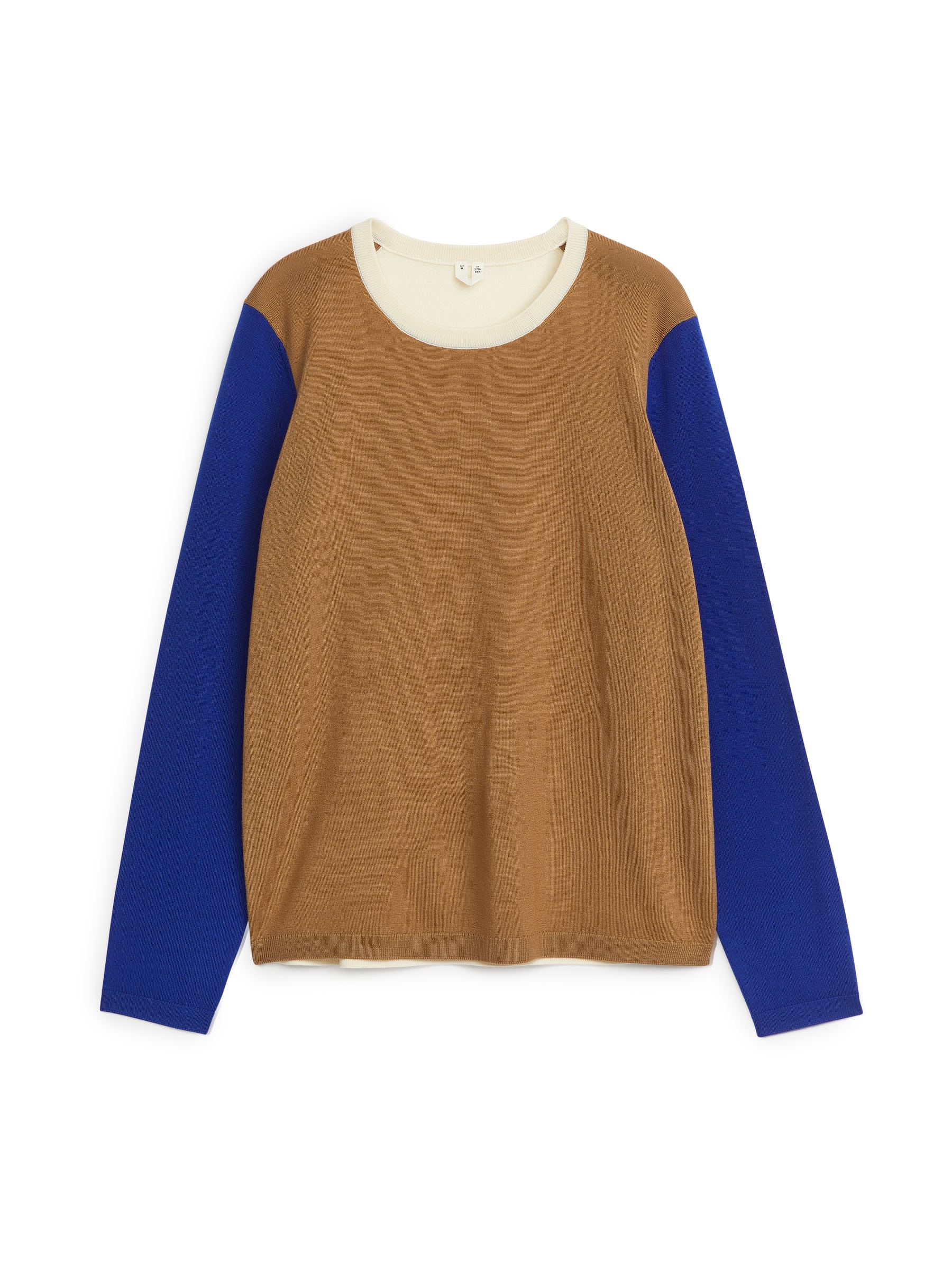 Pull en laine Color Block - Marron/Bleu/Beige - Regular fit - Femme - StillMedia/DescriptiveStillLife - 1