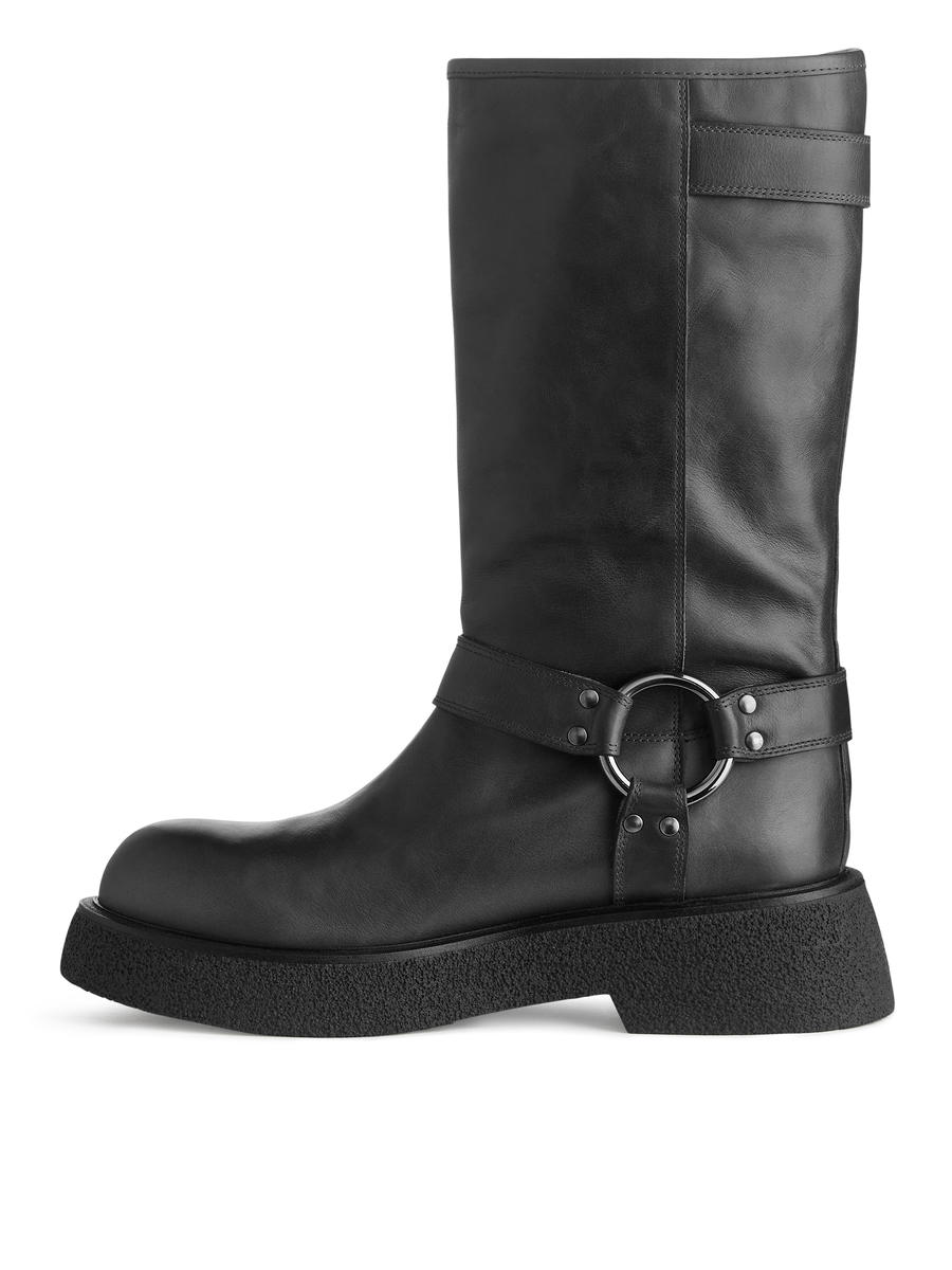 Leather Biker Boots-#272628-5694