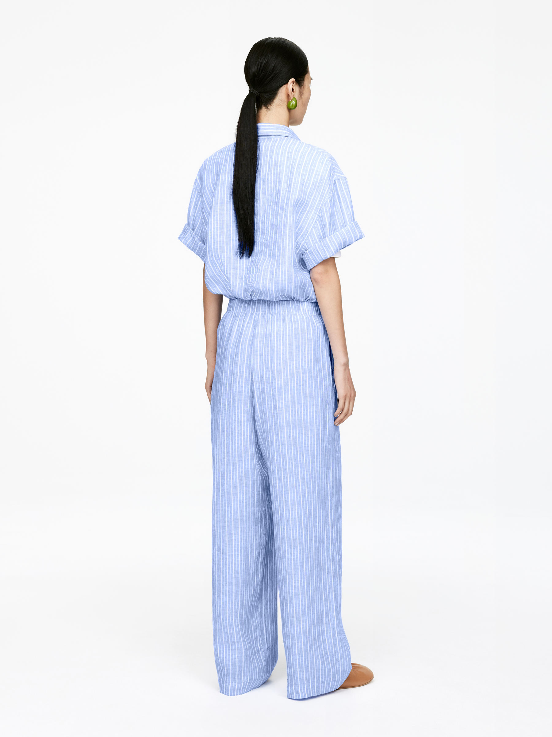 Linen Trousers - Blue/White - Relaxed fit - Women - StillMedia/Lookbook - 3