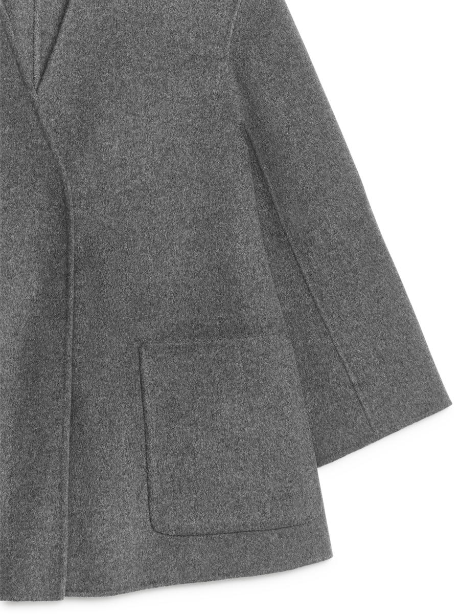 Collarless Doublé Coat - Dark Grey - Oversized - Women - 1221696001