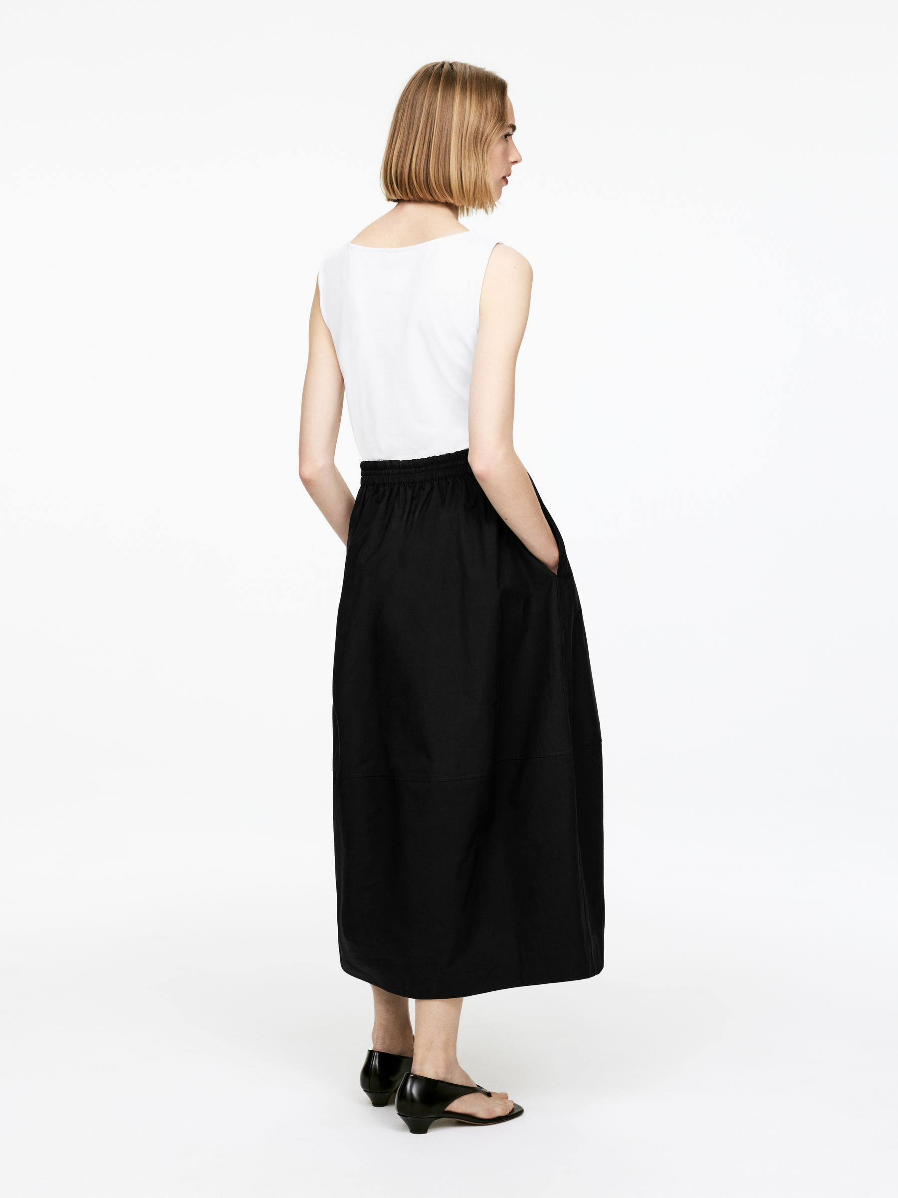 Cotton Midi Skirt - Black - Regular fit - Women - StillMedia/Lookbook - 5