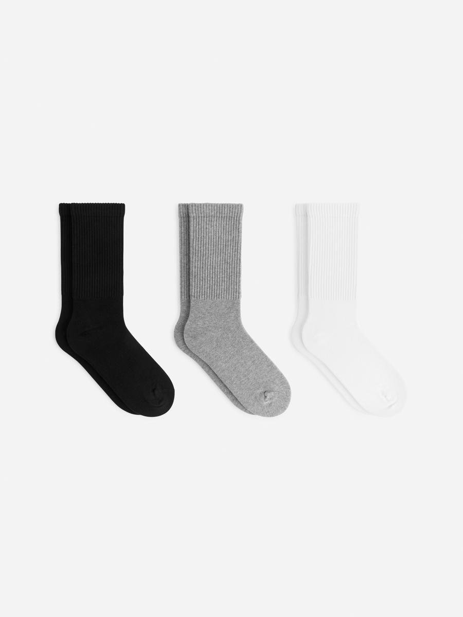 Sportliche Baumwollsocken im 3er-Pack-#FFFFFF-3790