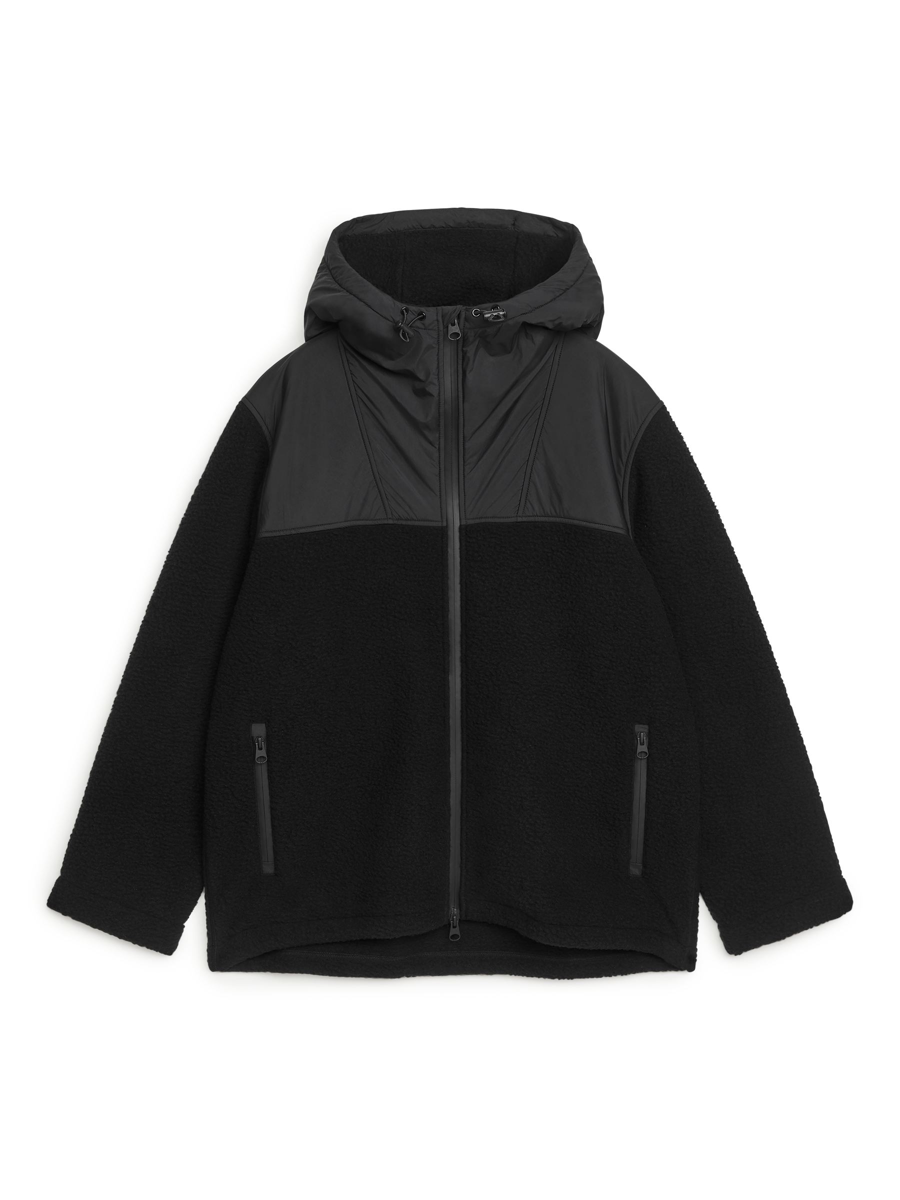 Contrast Hood Fleece Jacket - Black - Women - StillMedia/DescriptiveStillLife - 1