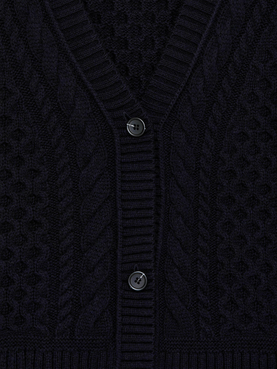 Cable-Knit Wool Cardigan-#38373F-13450