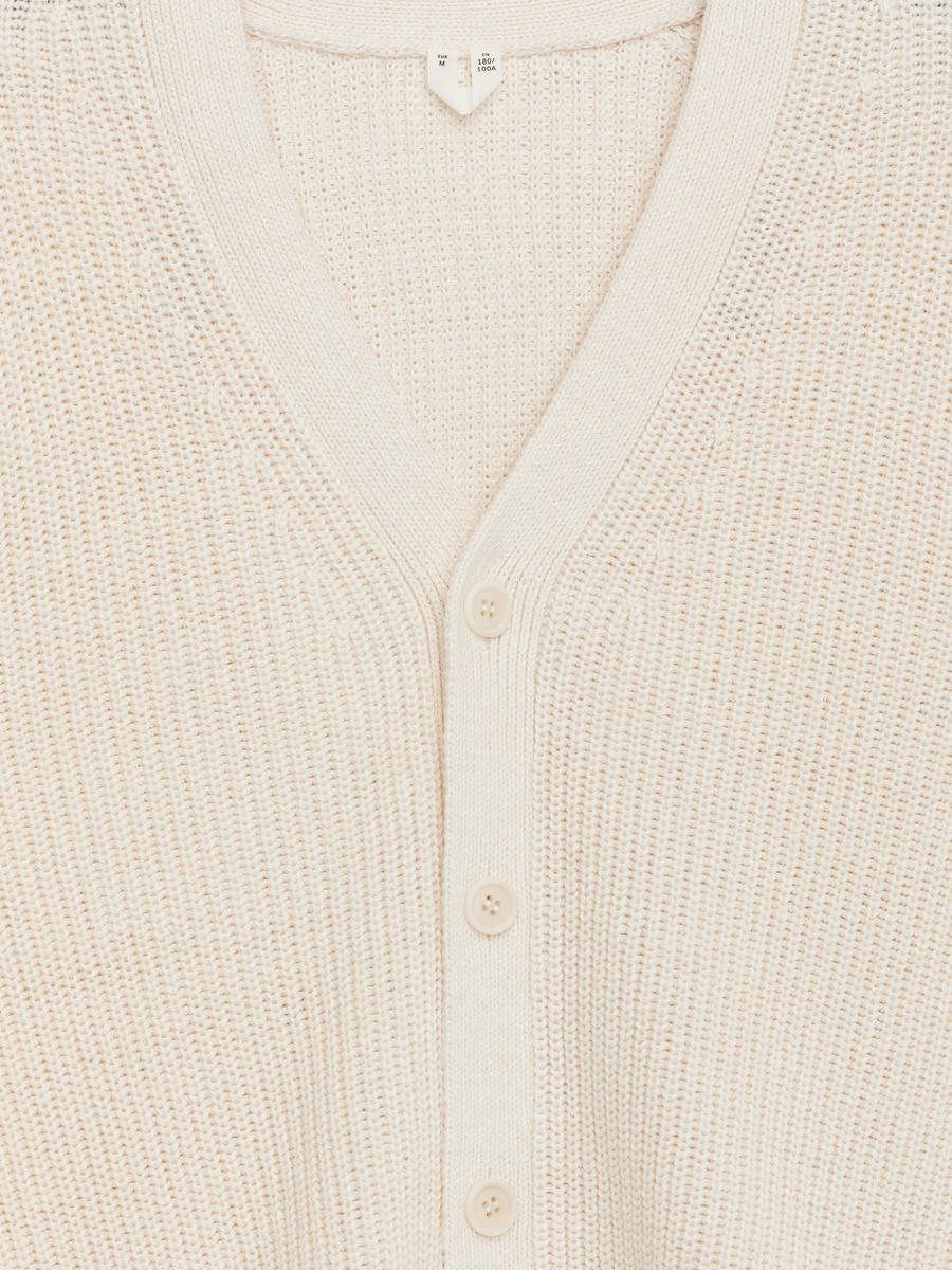 Linen Blend Cardigan - Off White - Relaxed fit - Men - 1229071001