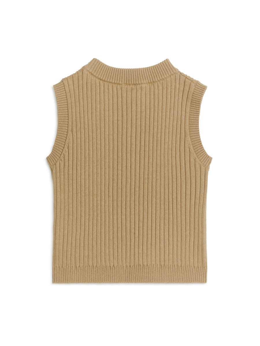 Rib-Knit Cotton Vest-#A49578-6819