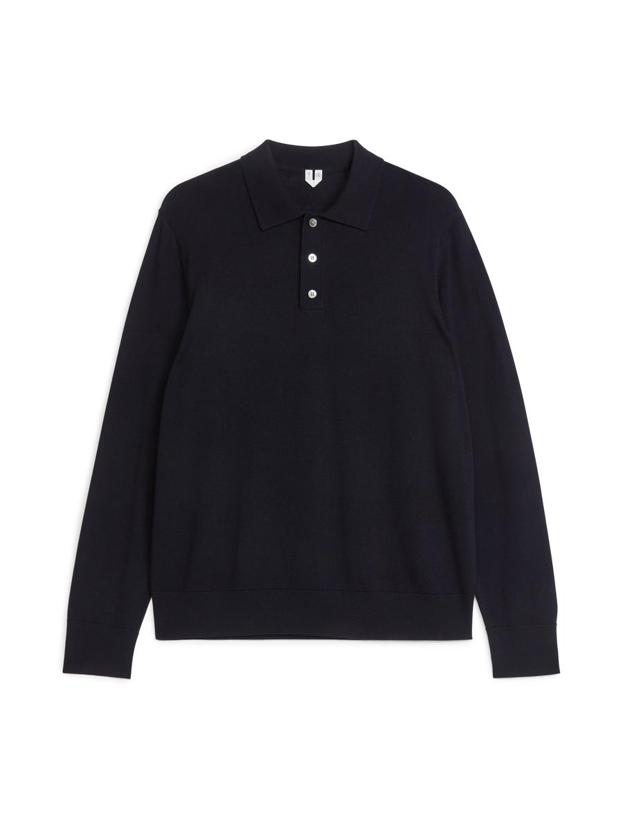 Merino Polo Jumper-#4C5164-9671