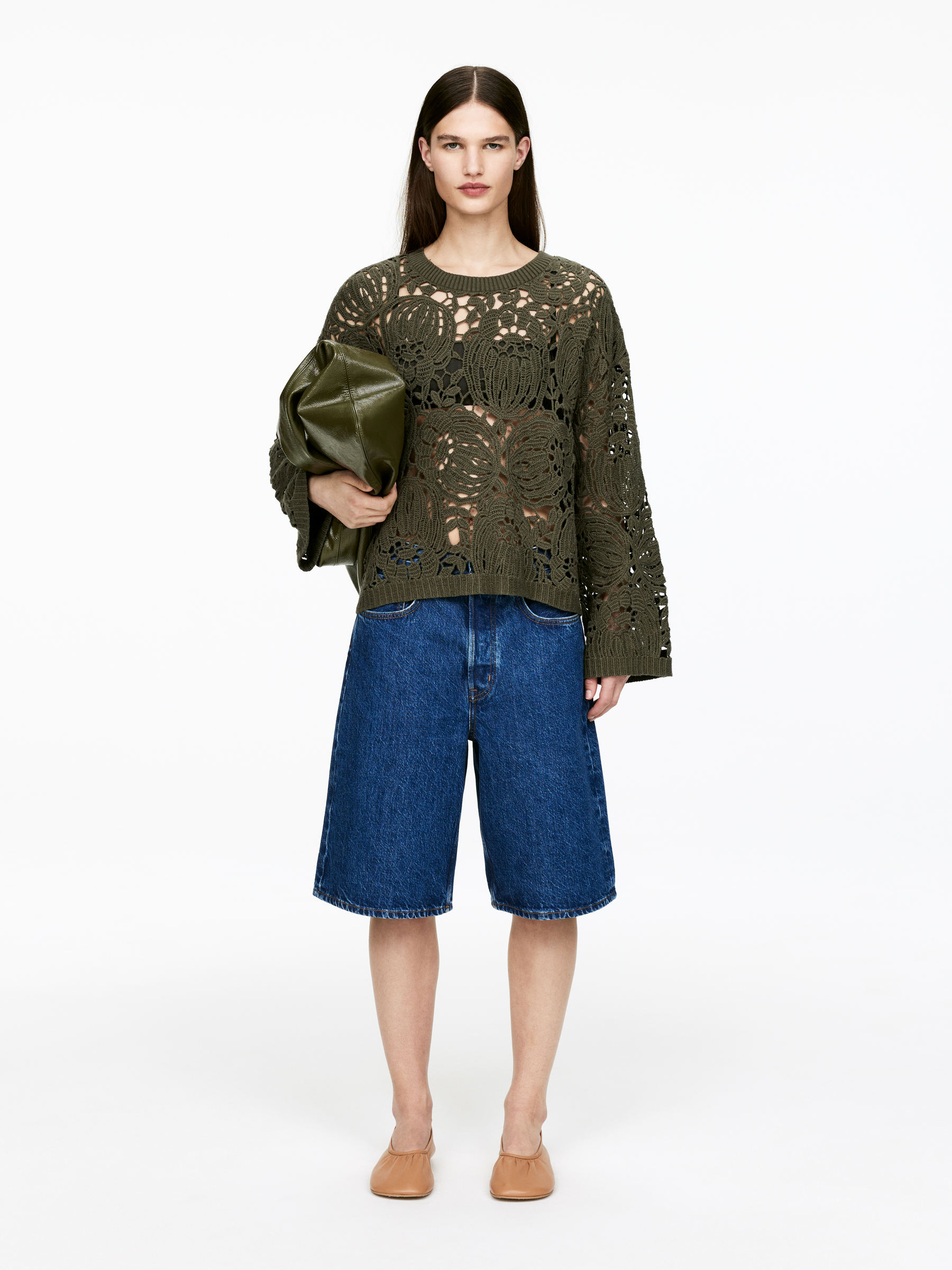 Open-Knit Jumper - Khaki Green - Loose fit - Women - StillMedia/Lookbook - 6