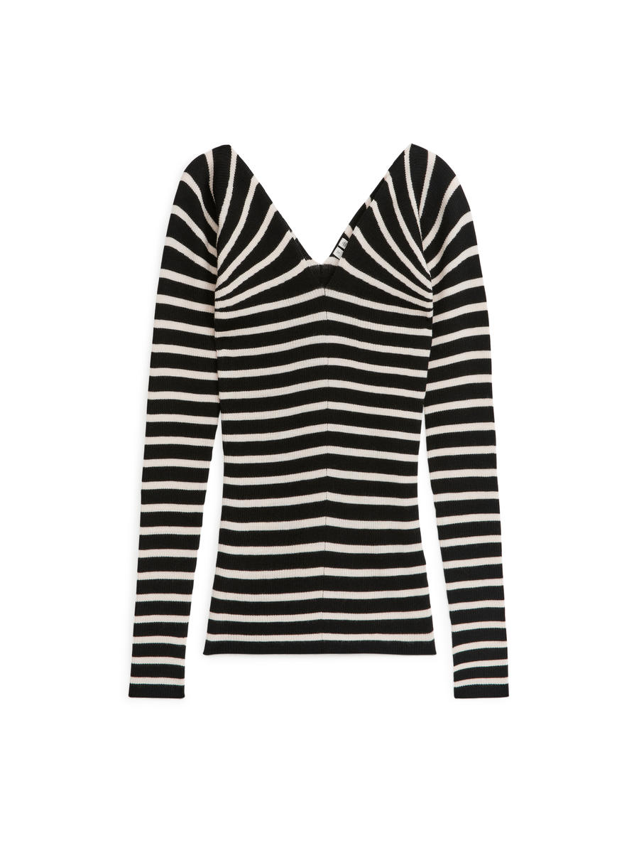 Sunray Stripe Jumper - White/Black - Regular fit - Women - 1144386002