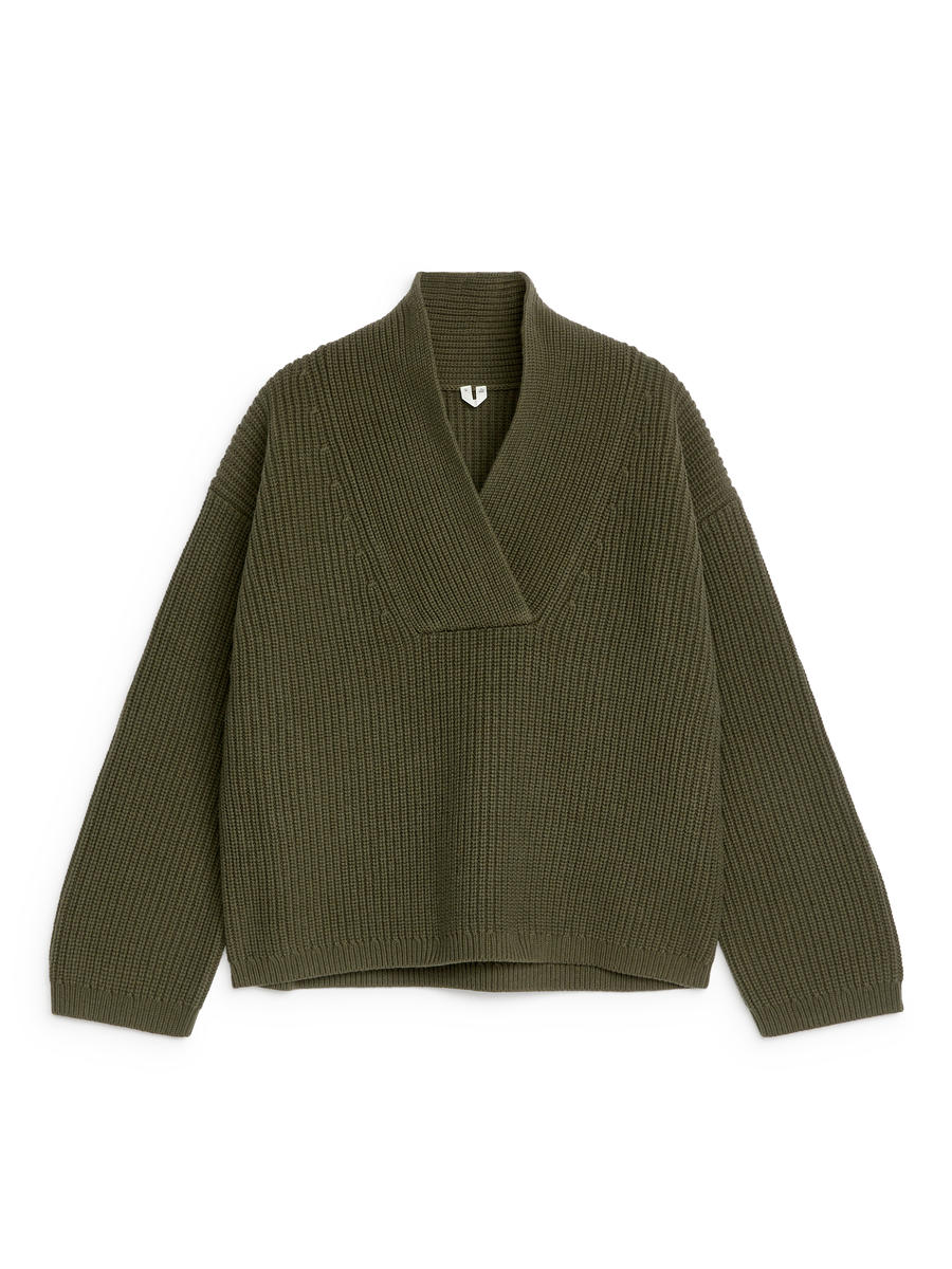 Shawl Collar Jumper-Green-12221