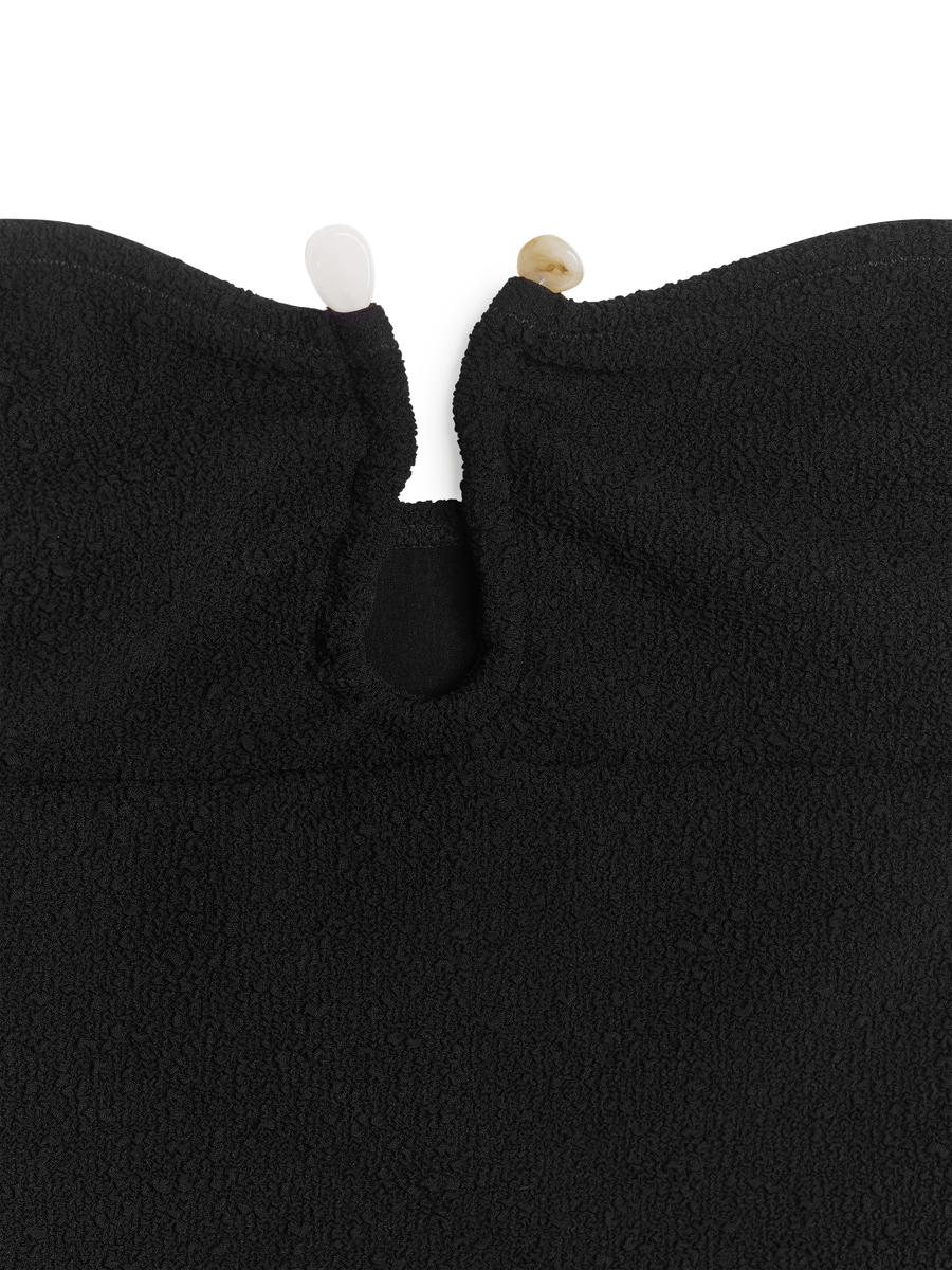 Texturierter Bandeau-Badeanzug - Schwarz - Women - 1214930001