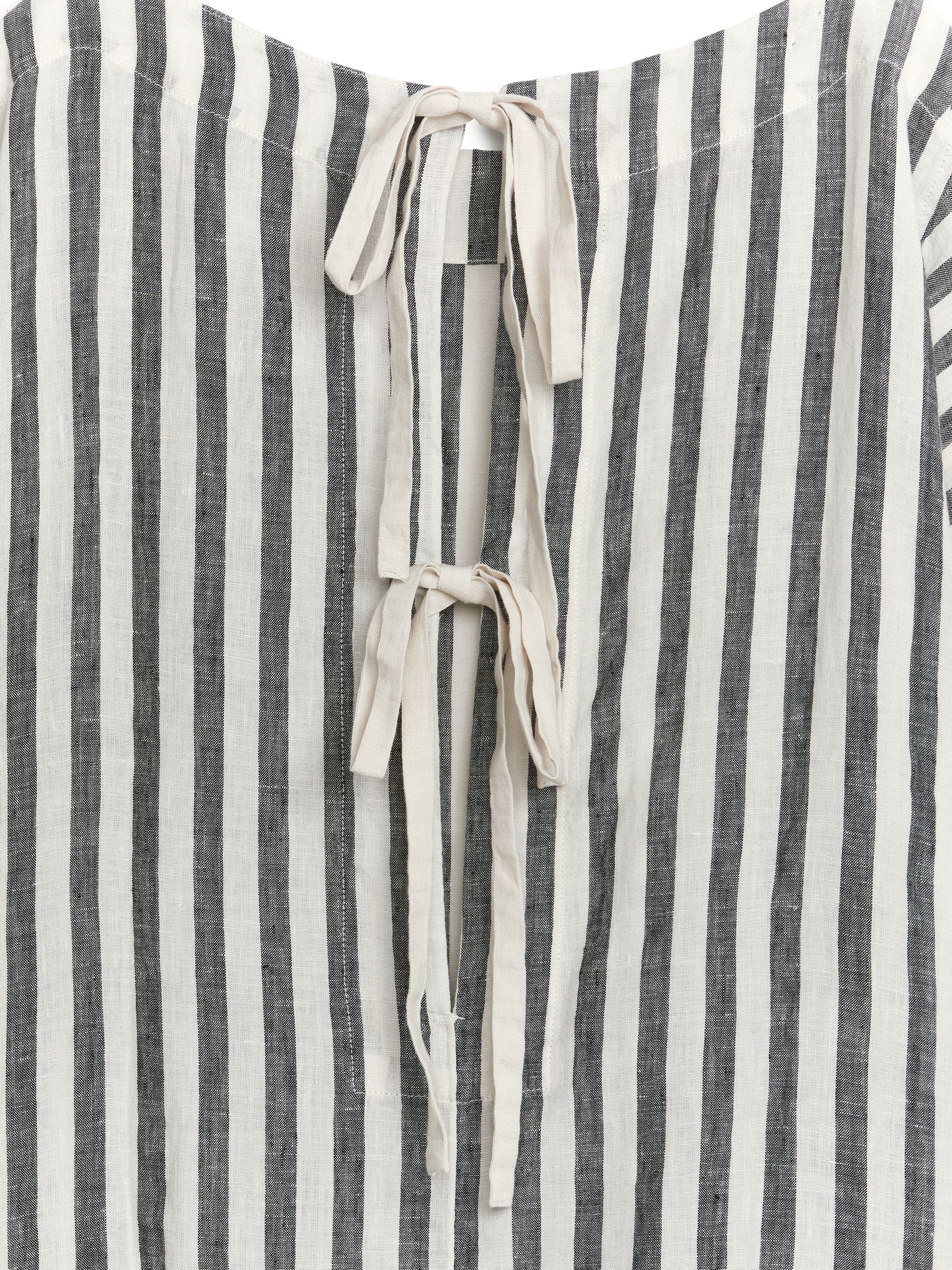 Vestido largo de lino - Blanco roto/gris - Corte holgado - Women - StillMedia/DescriptiveDetail - 1